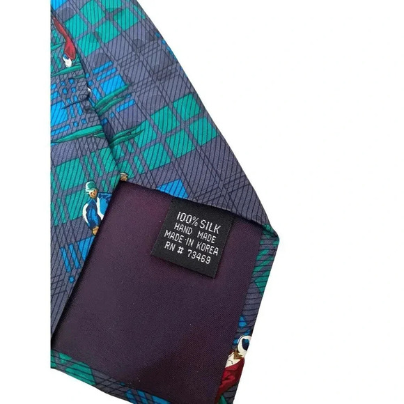 Addiction Green Hand Made 100% Silk Golf Country Club Tie - Picture 2 of 4